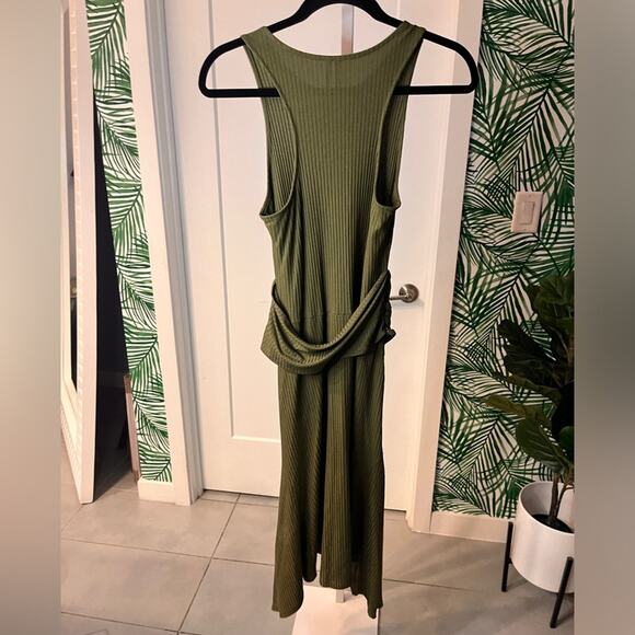 Anthropologie Olive Green Kingsolver Ribbed Midi Dress Small - Picture 7 of 11